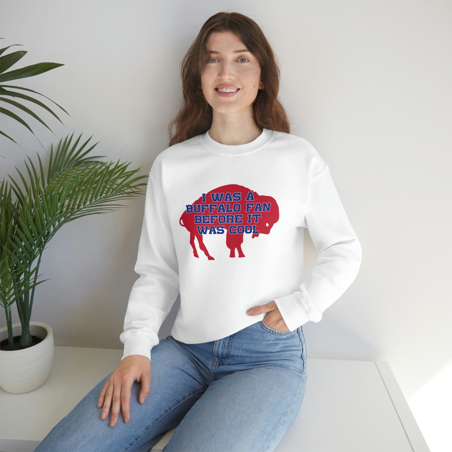 I Was a Buffalo Fan Before it was Cool Retro Red Logo Bills Mafia Football Crewneck Sweatshirt