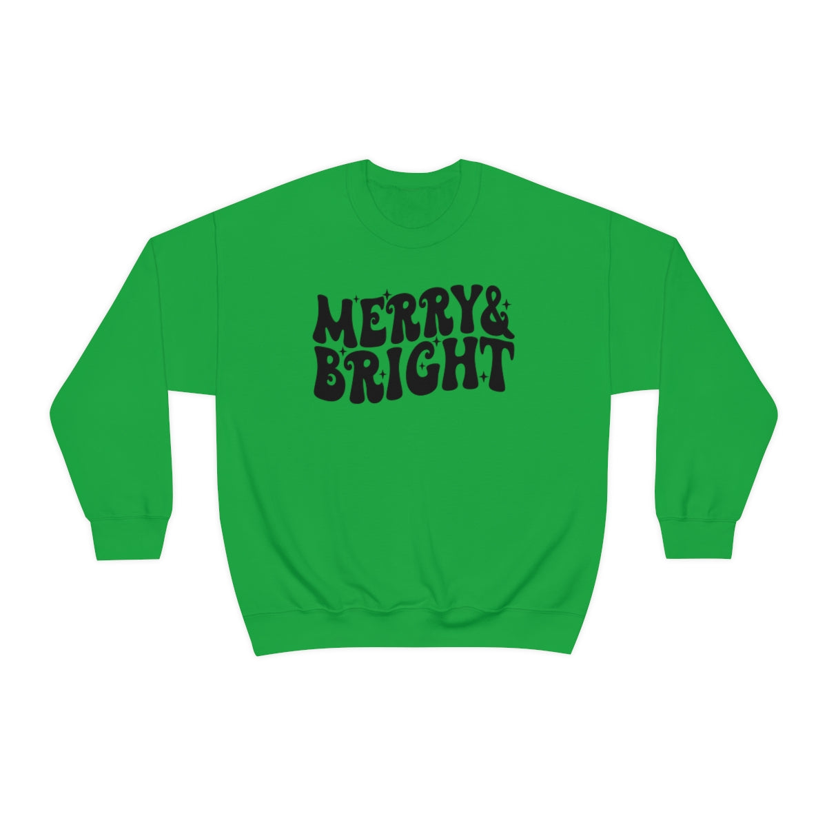 Merry and Bright Retro Lettering Design on Unisex Heavy Blend™ Crewneck Sweatshirt