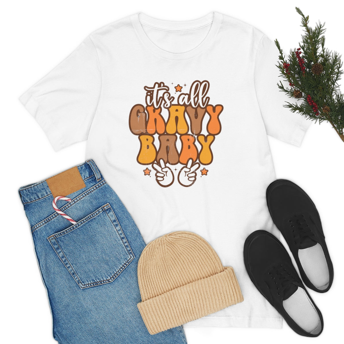 It's All Gravy Baby Thanksgiving Teeshirt on Unisex Jersey Short Sleeve Tee