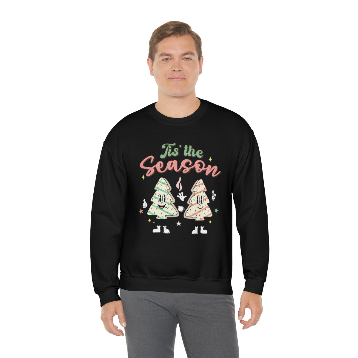 Tis the Season Cute Retro Vintage Tree & Treat Christmas Sweatshirt