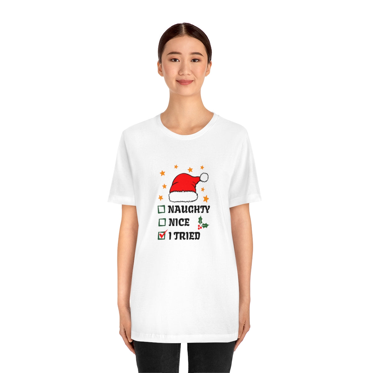 Naughty Nice I Tried Christmas Tshirt