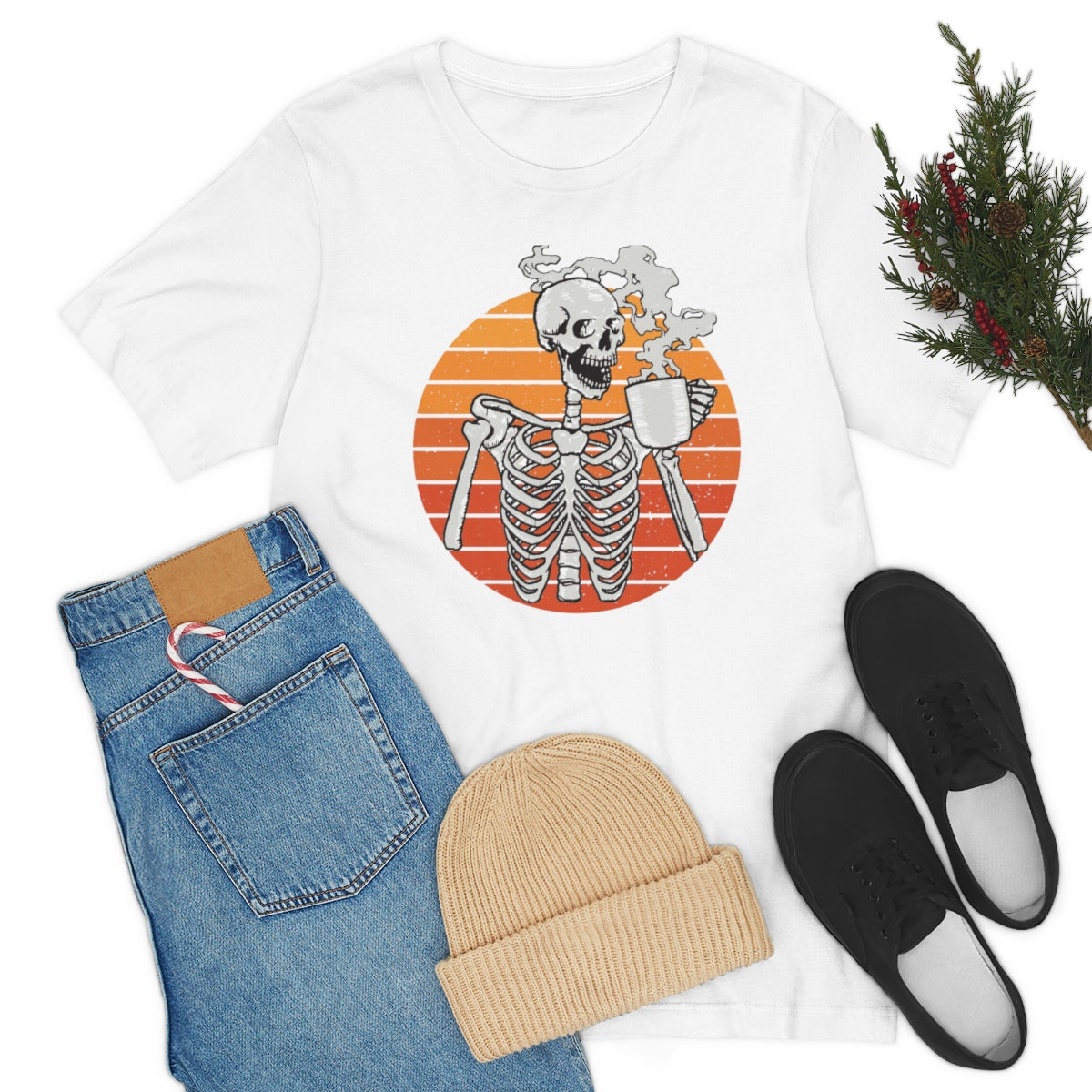 Dead Inside but Caffeinated Skeleton Halloween TShirt