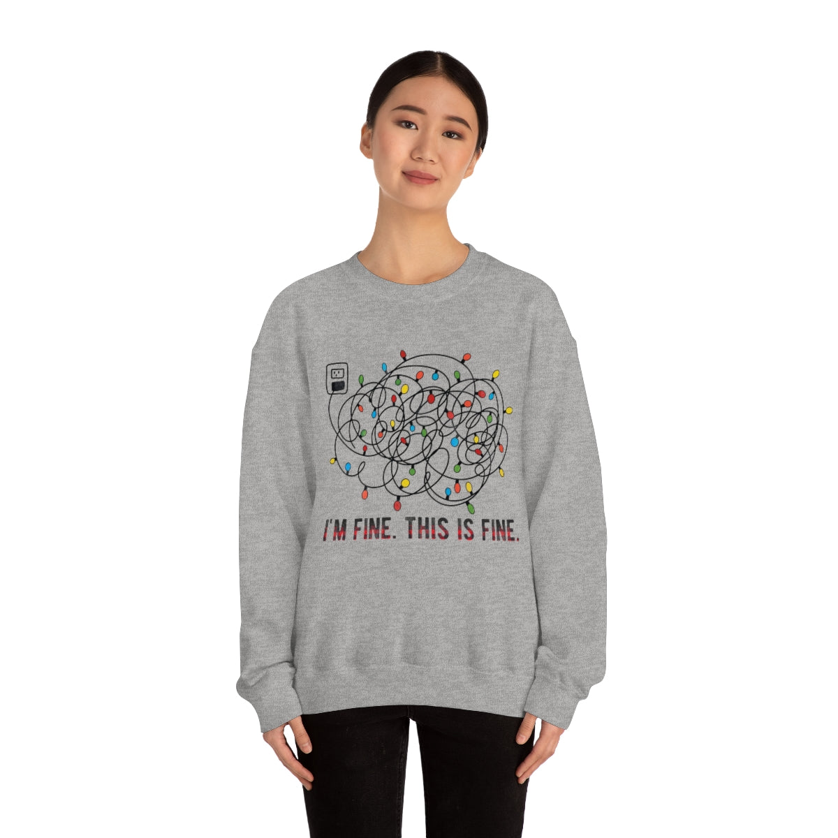 It's Fine, This is Fine Christmas Lights Sweatshirt