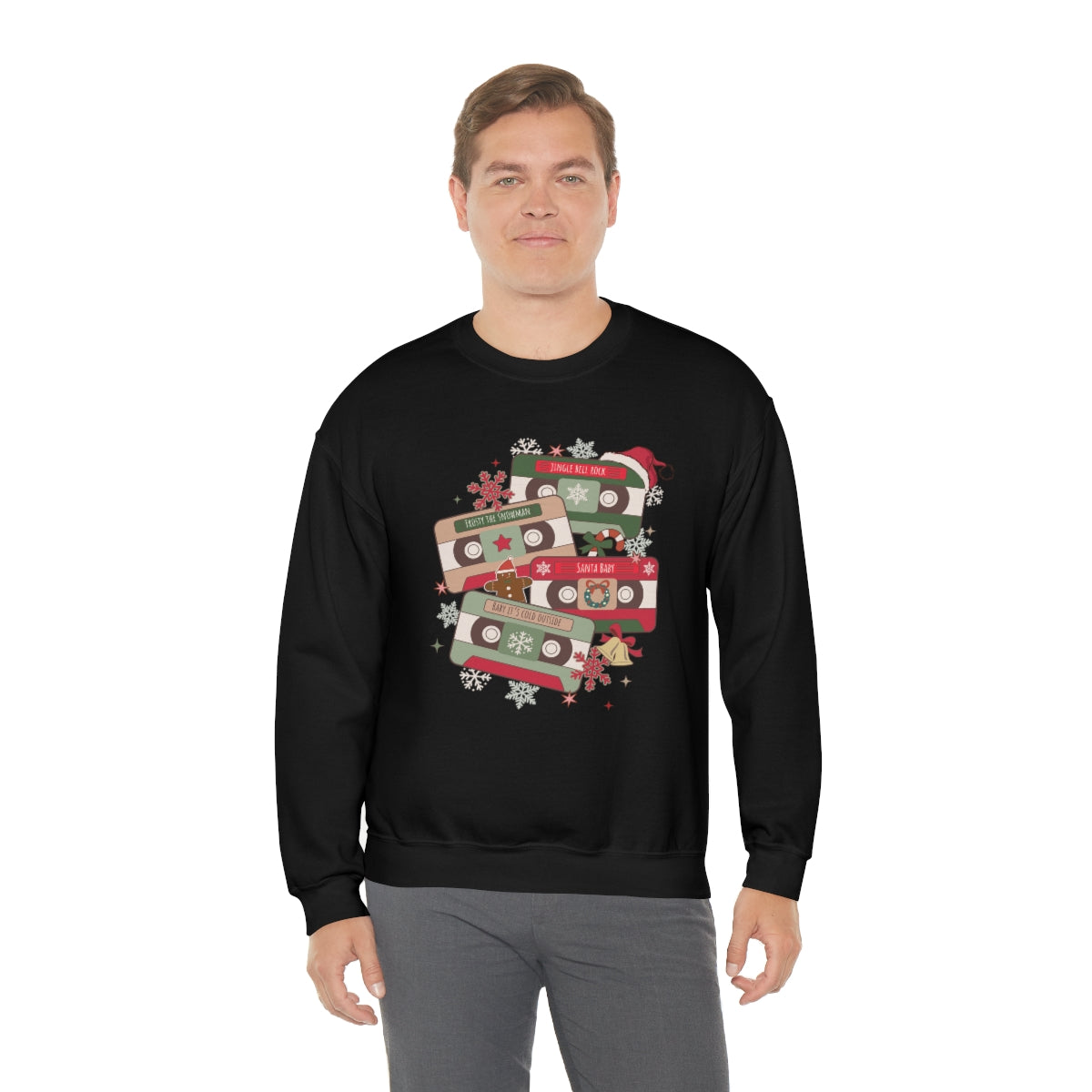 Retro Cassette Christmas Music Sweatshirt