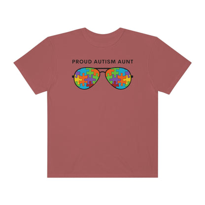 Proud Autism Aunt Sunglasses Puzzle Pieces Autism Awareness Tshirt