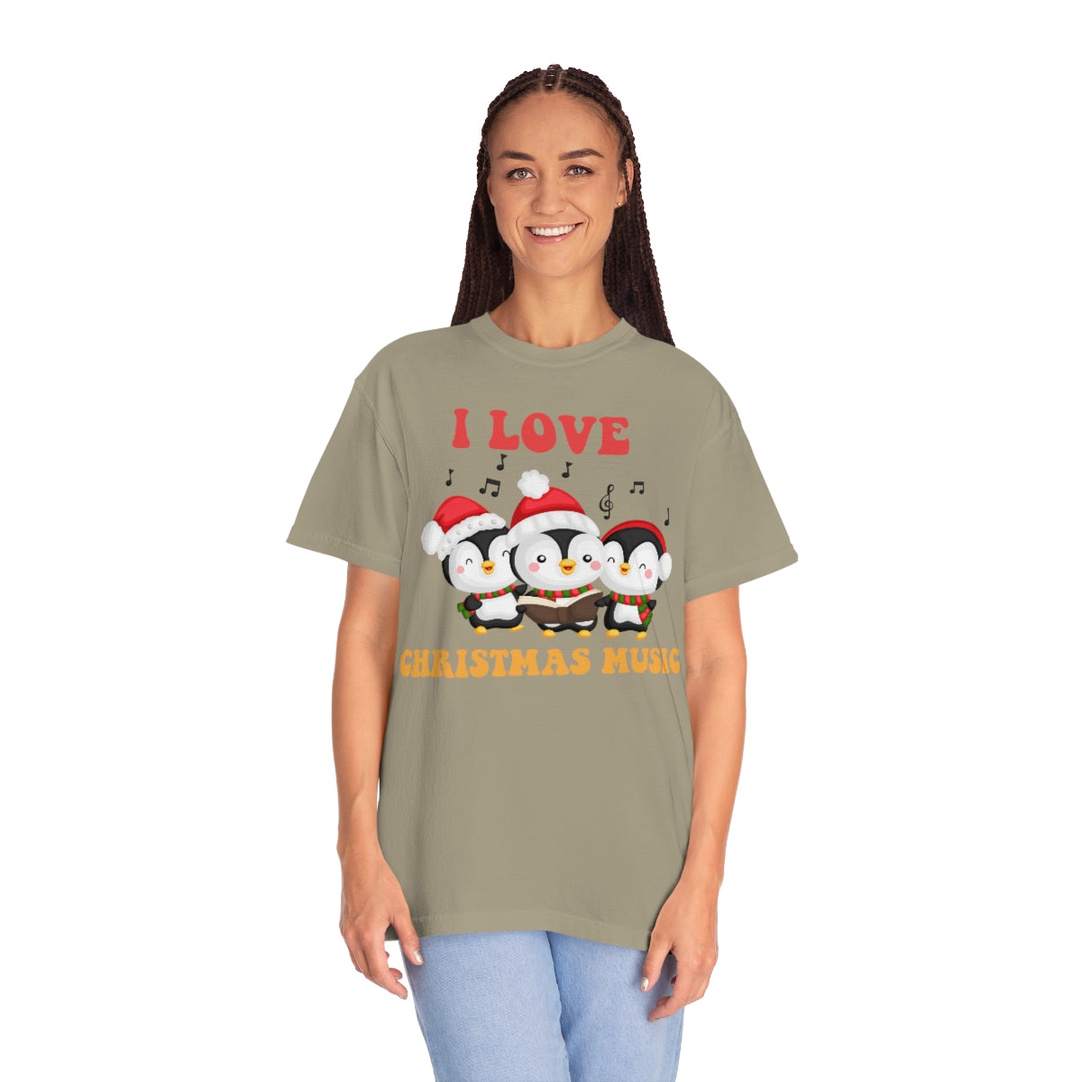 Cute I love Christmas Music Singing Caroling Penguins Holiday Xmas TShirt