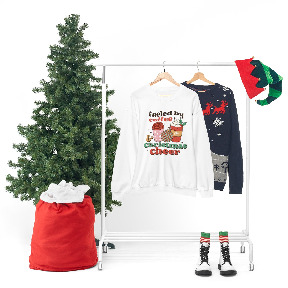 Fueled by Coffee and Christmas Cheer Xmas Holiday Sweatshirt