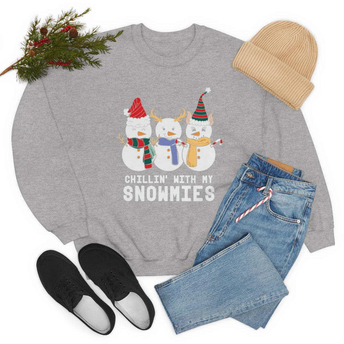 Chillin With My Snowmies Cute Snowman Christmas Sweatshirt