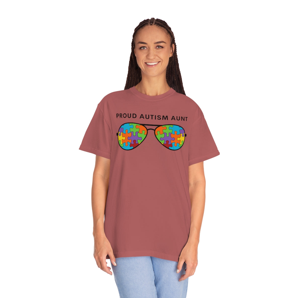 Proud Autism Aunt Sunglasses Puzzle Pieces Autism Awareness Tshirt