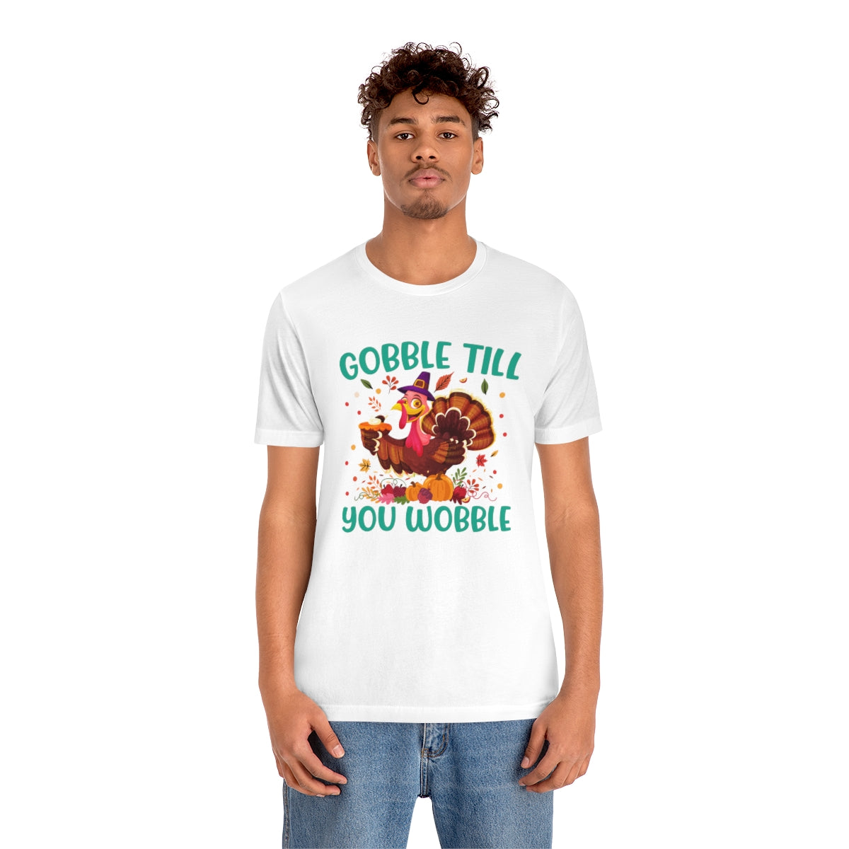 Gobble Til You Wobble Cute Thanksgiving Tshirt Design | Thanksgiving TShirt | Thanksgiving T-Shirt | Thanksgiving Teeshirt Design on Unisex Jersey Short Sleeve Tee