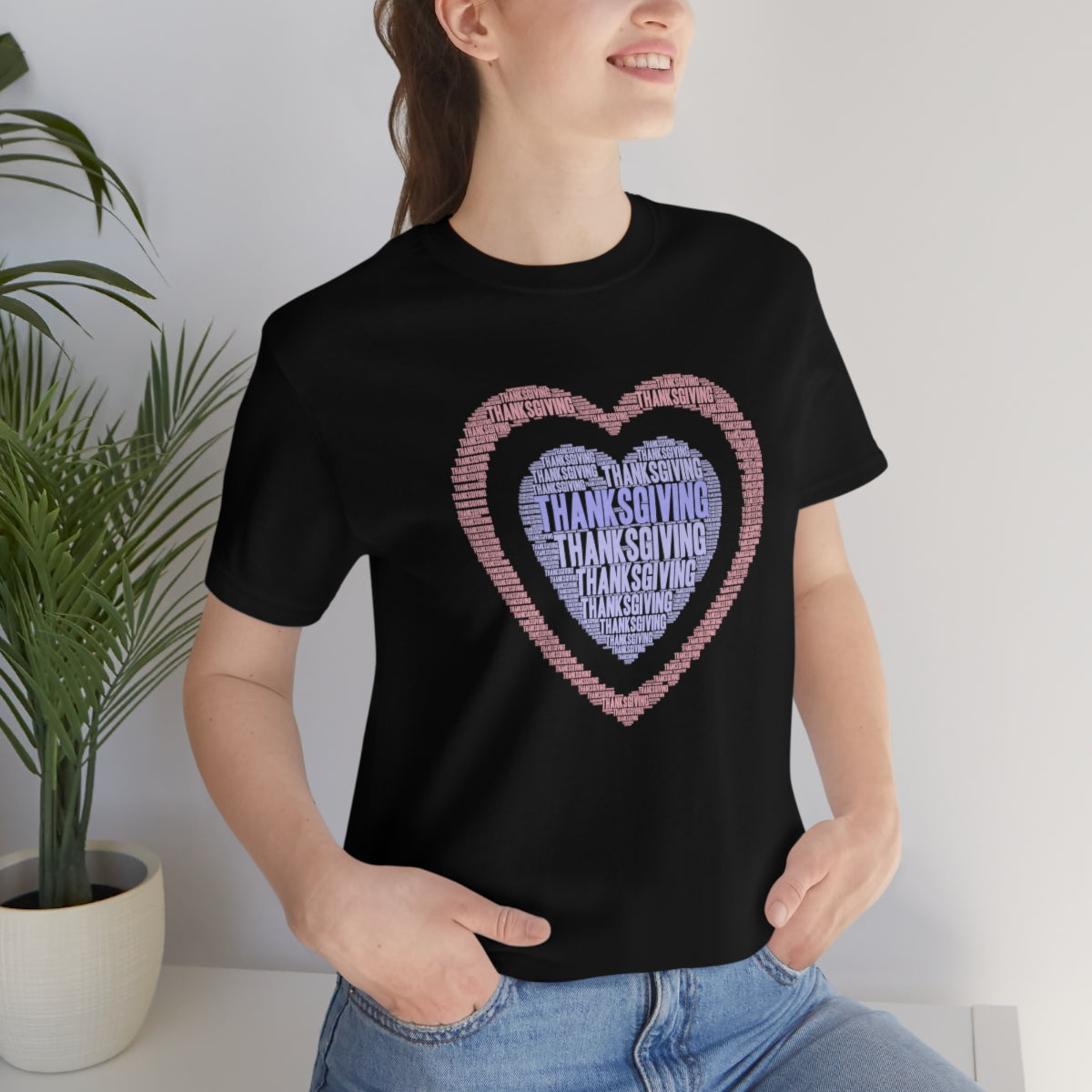 Cute Heart Thanksgiving Tshirt Design | Thanksgiving TShirt | Thanksgiving T-Shirt | Thanksgiving Teeshirt Design on Unisex Jersey Short Sleeve Tee