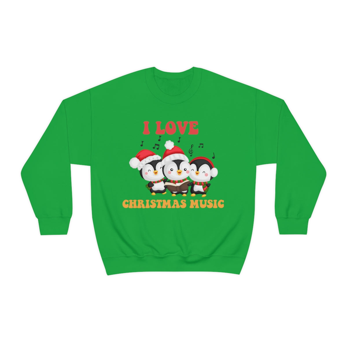 Cute I Love Christmas Music Singing Caroling Penguins Xmas Holiday Sweatshirt