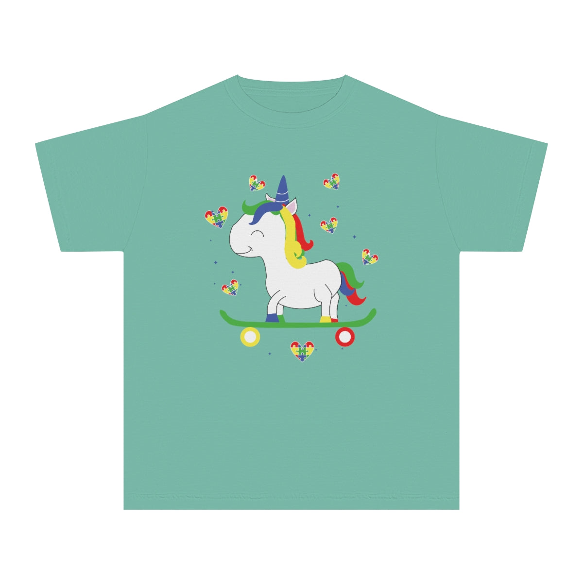 Autism Unicorn Skateboarding Youth Midweight Tshirt