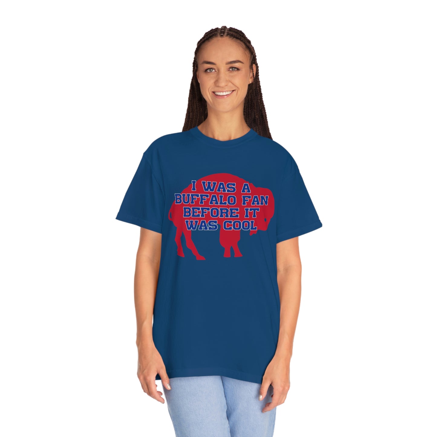 Two Sided Tshirt I Was a Buffalo Fan Before it was Cool Retro Red Logo Bills Mafia Redzone Font Buffalo Bills Football Tshirt