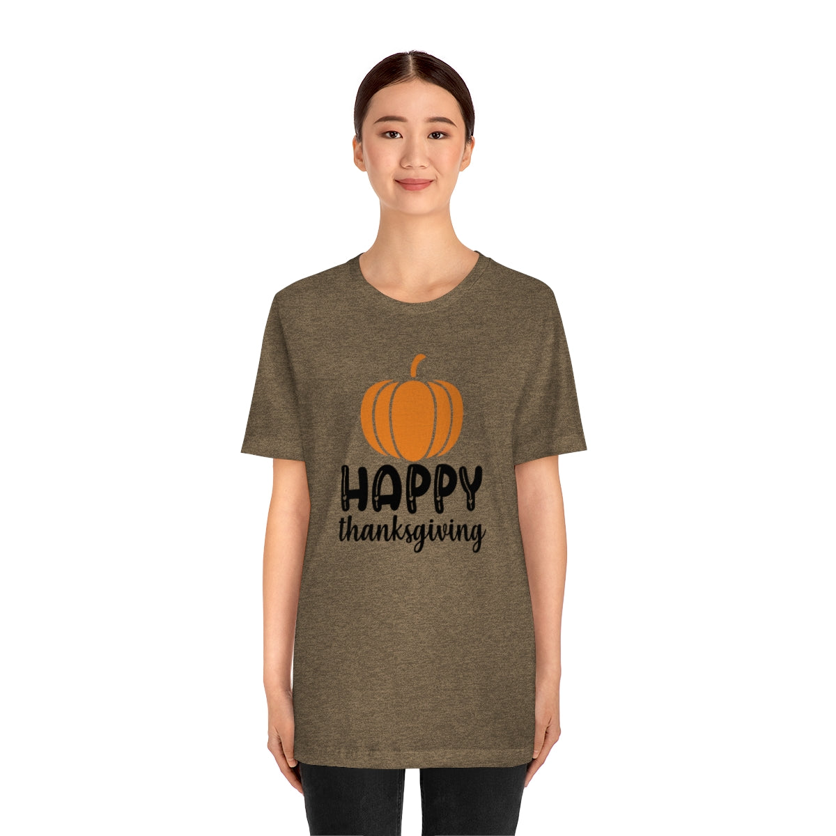 Happy Thanksgiving Pumpkin Tshirt Design | Thanksgiving TShirt | Thanksgiving T-Shirt | Thanksgiving Teeshirt Design on Unisex Jersey Short Sleeve Tee