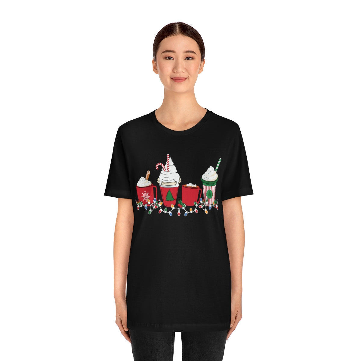 Starbucks Themed Peppermint Coffee Cups Christmas Holiday Tshirt