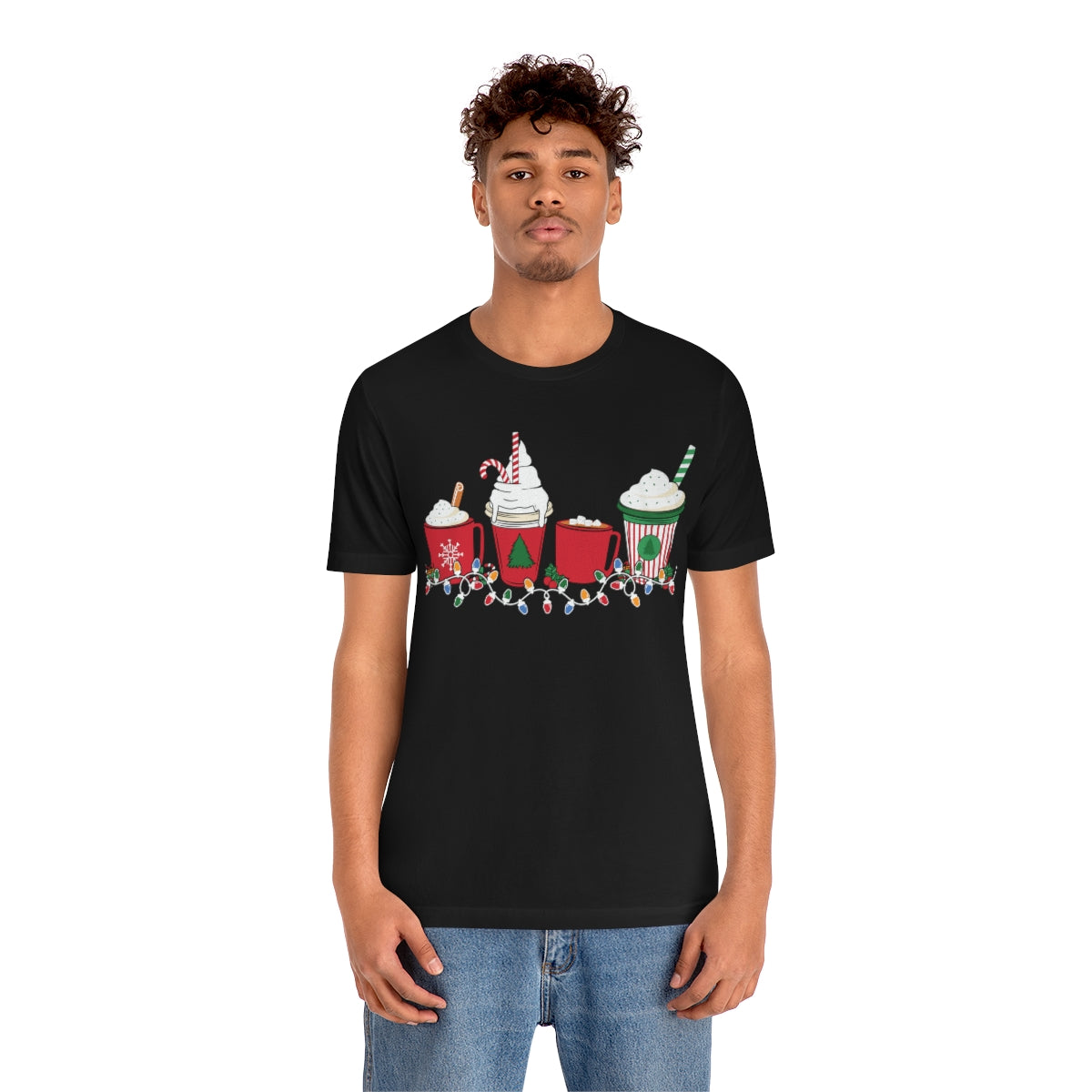 Starbucks Themed Peppermint Coffee Cups Christmas Holiday Tshirt