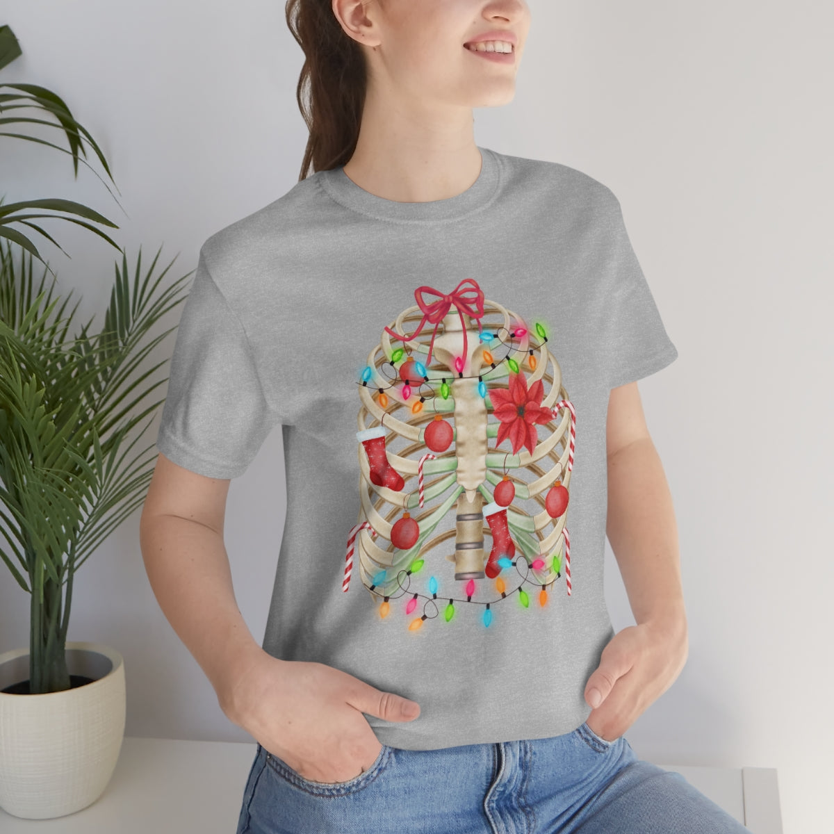 Skeleton Ribcage with Christmas Lights Tshirt