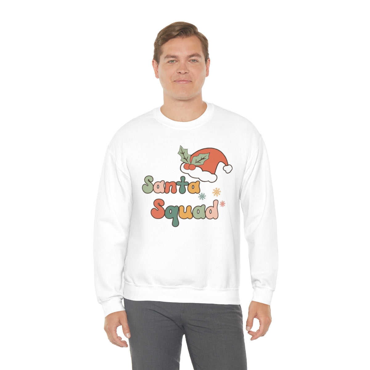 Santa Squad Groovy Retro Style Christmas Sweatshirt