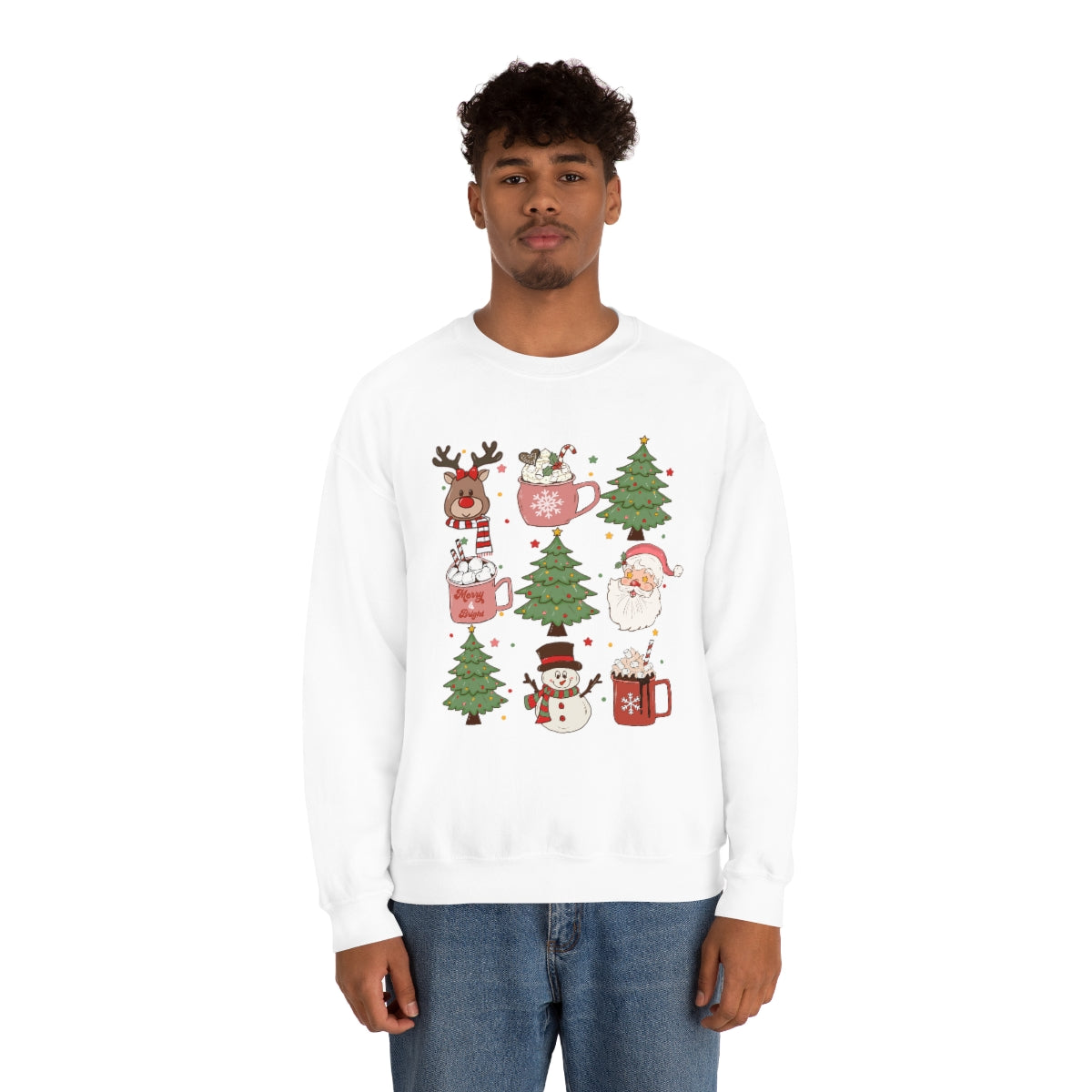 Cute Snowman Santa Reindeer Christmas Xmas Holiday Sweatshirt