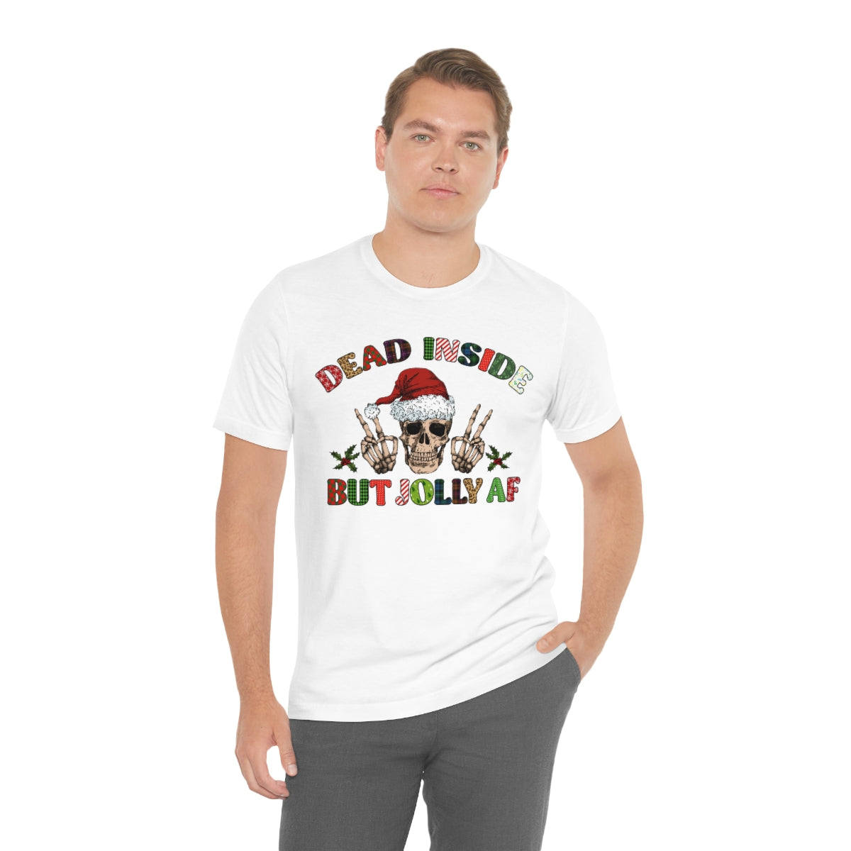 Dead but Jolly AF Skeleton Spooky Christmas Tshirt