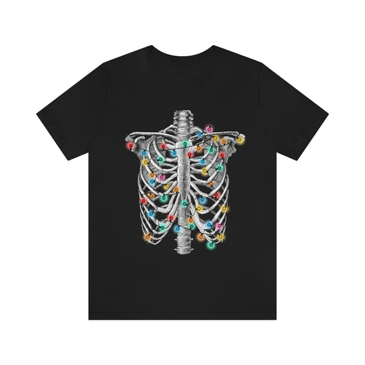 Ribcage Skeleton Christmas Lights Tshirt