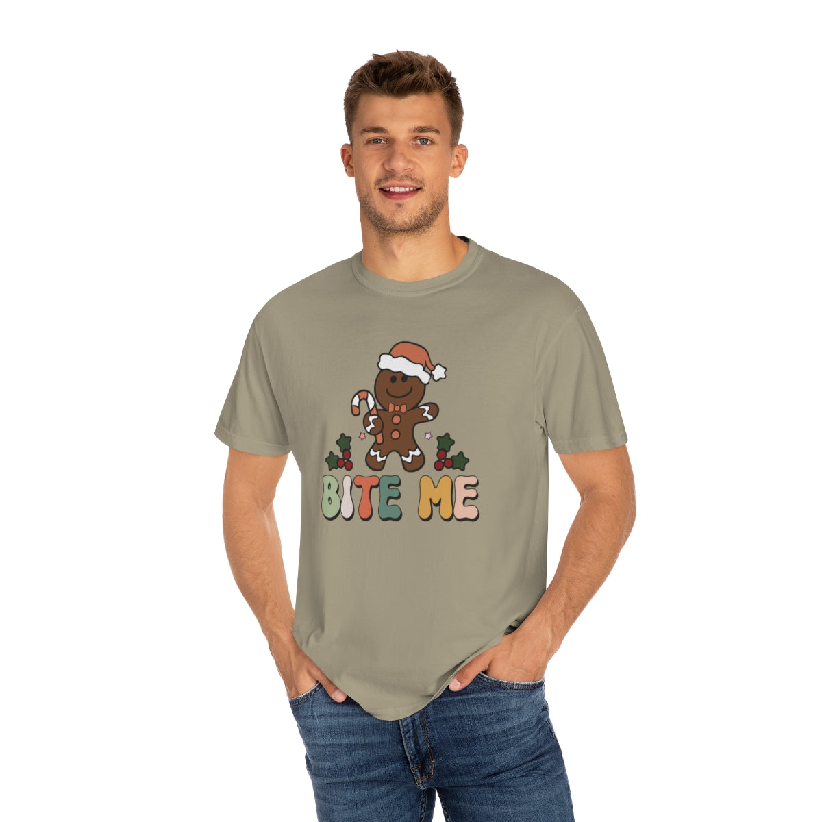 Bite Me Gingerbread Cookie Retro Christmas Tshirt