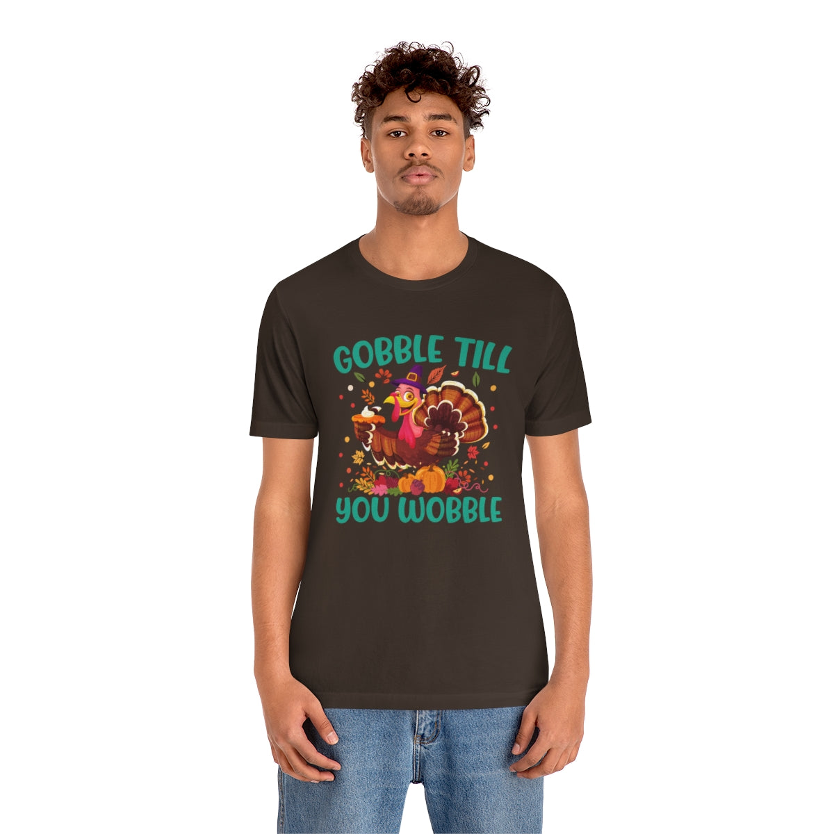 Gobble Til You Wobble Cute Thanksgiving Tshirt Design | Thanksgiving TShirt | Thanksgiving T-Shirt | Thanksgiving Teeshirt Design on Unisex Jersey Short Sleeve Tee