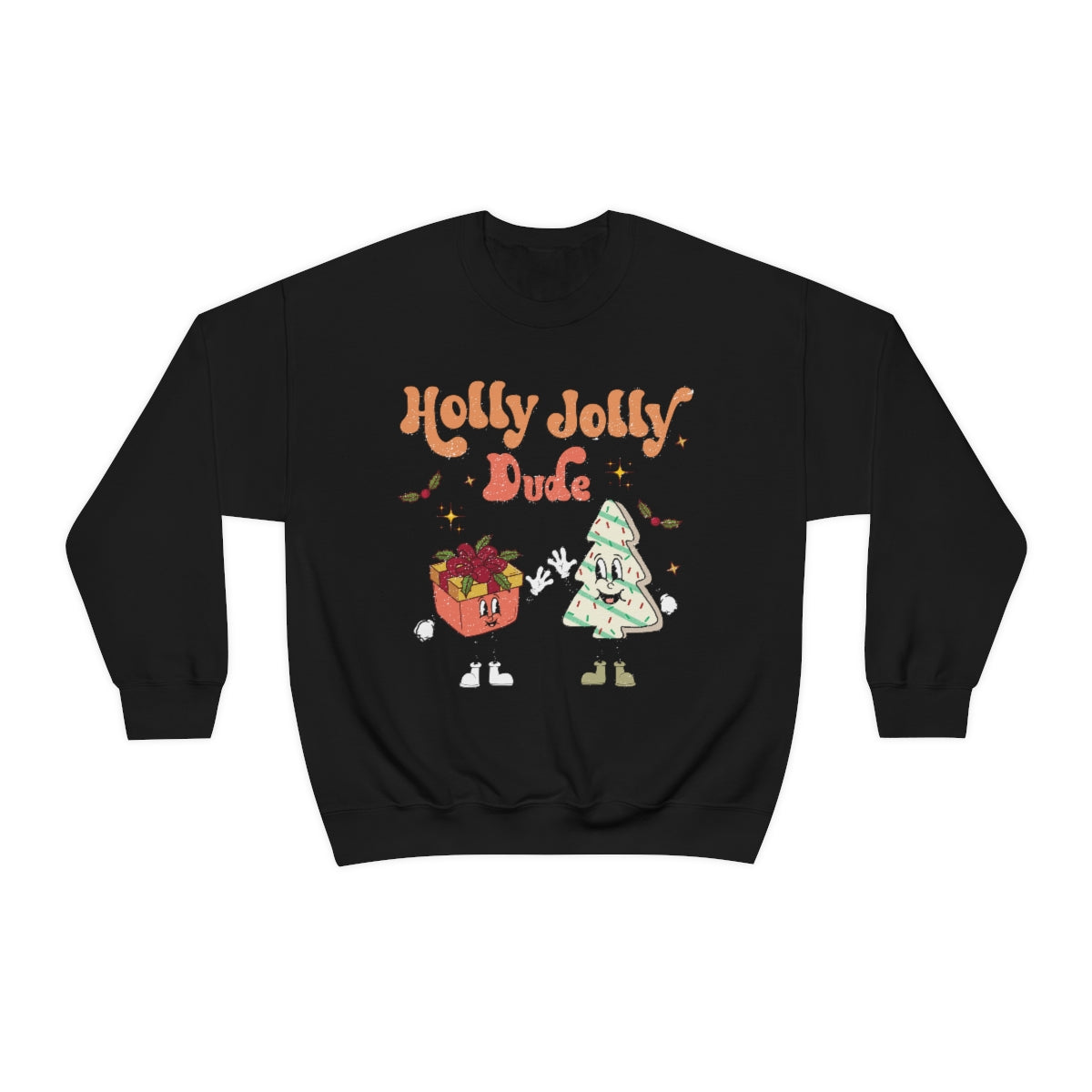 Holly Jolly Dude Groovy Retro Vintage Style Christmas Xmas Holiday Sweatshirt