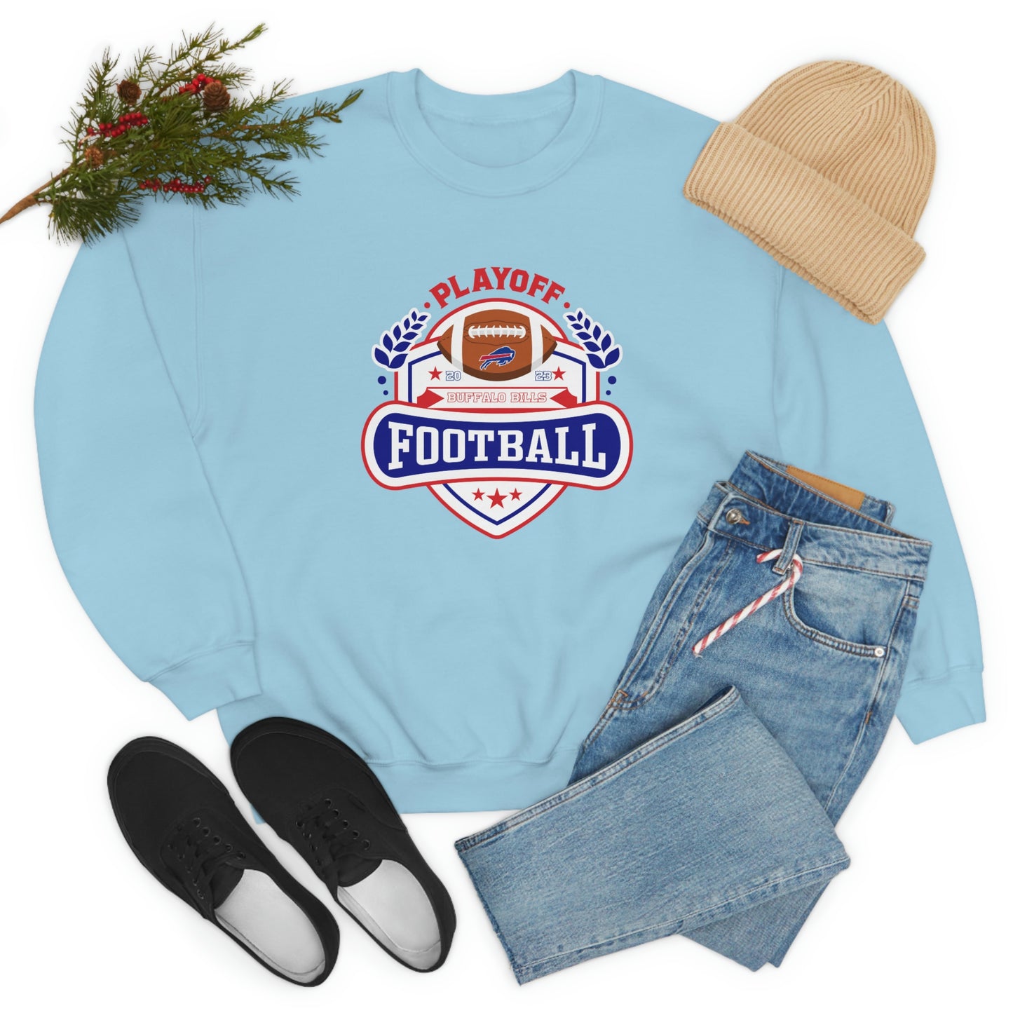 2023 Bufalo Football Playoffs Buffalo Bills Logo Crewneck Sweatshirt