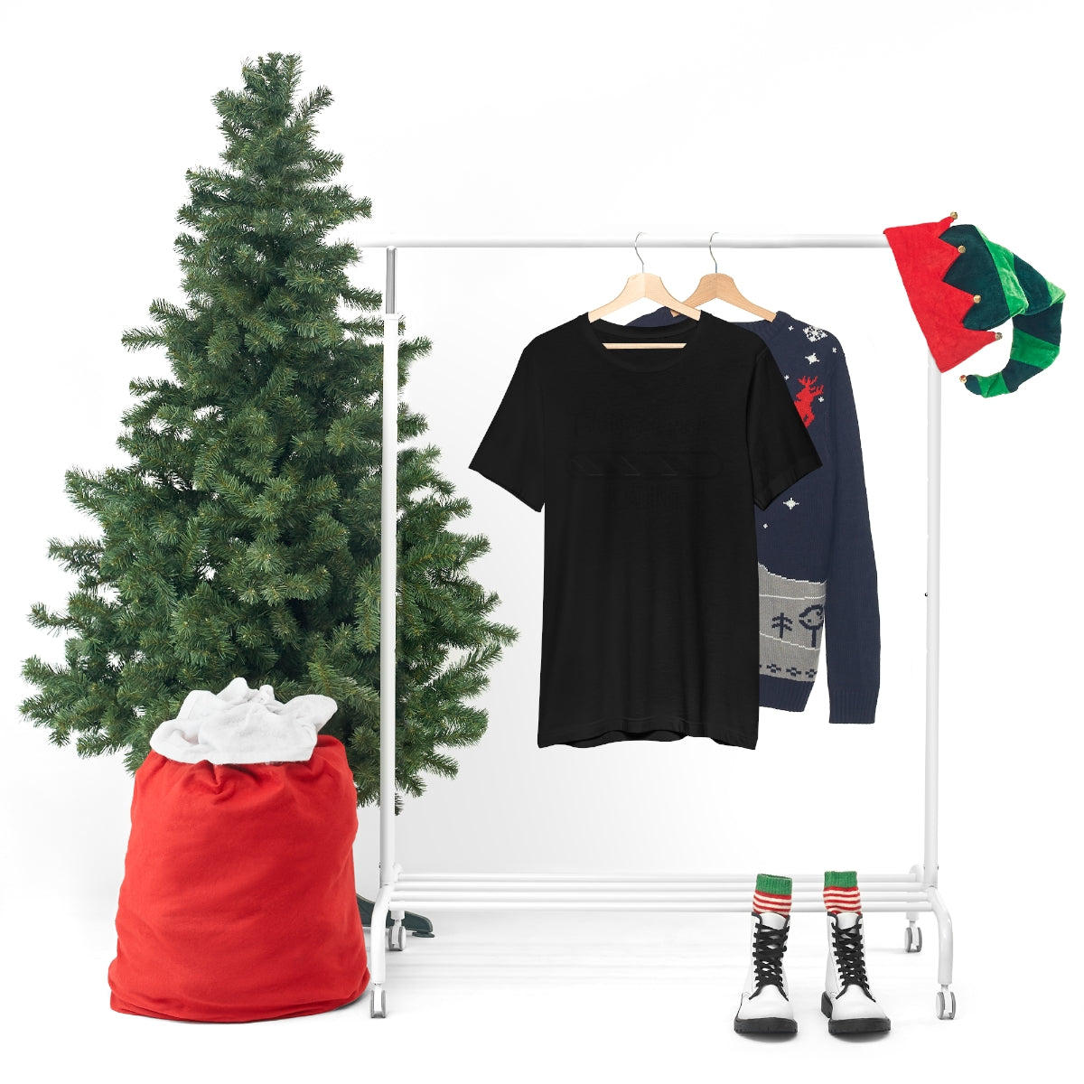 Christmas Spirit Loading Black Tshirt