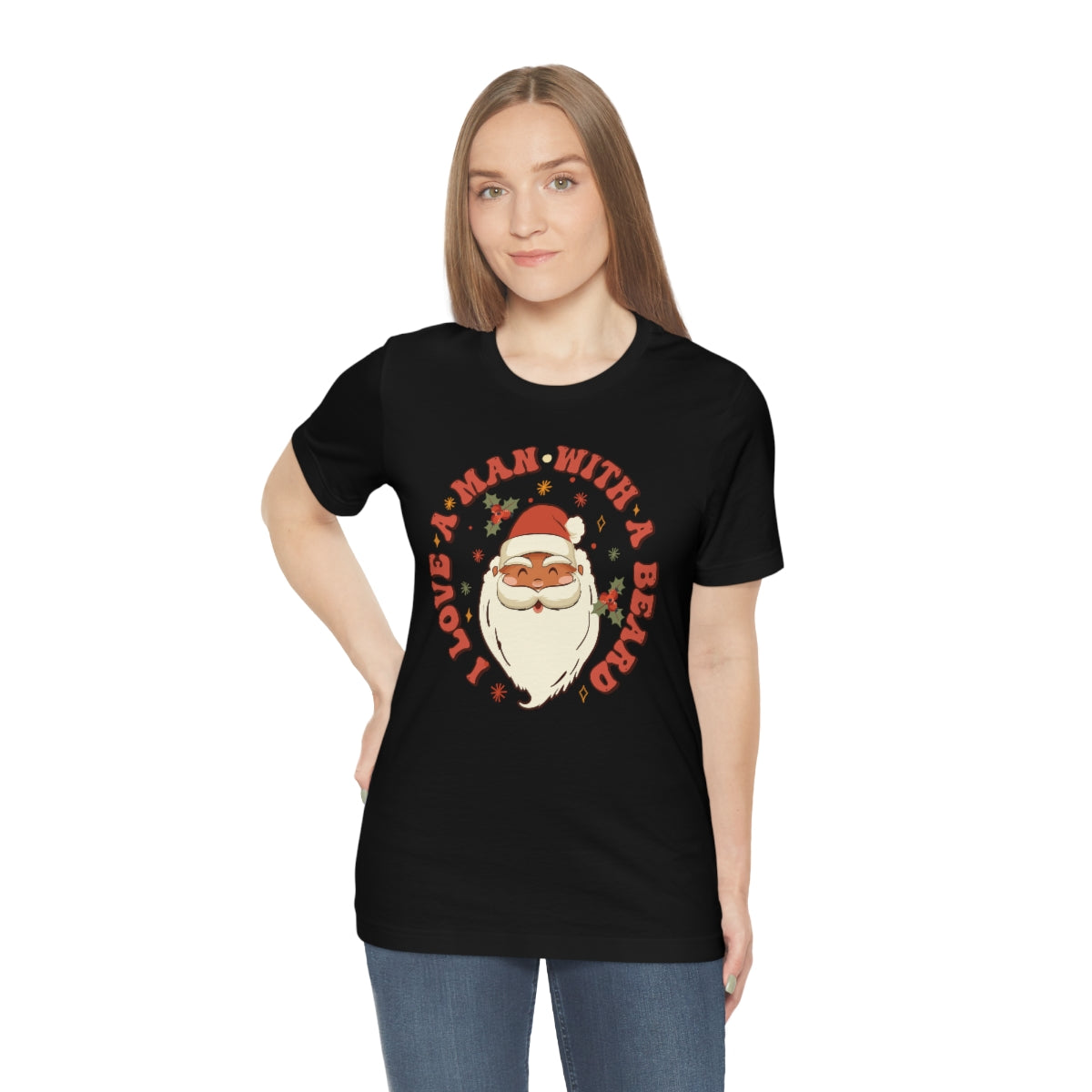 I Love a Man With A Beard Santa Christmas Tshirt