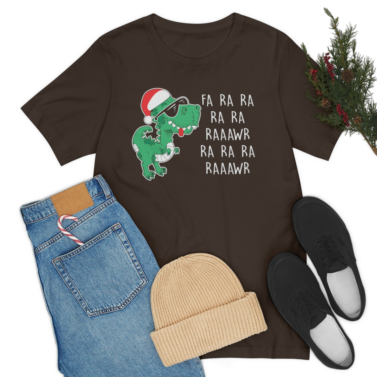 Fa Ra Ra Ra Ra Rawr Cute Dino Christmas Funny Tshirt