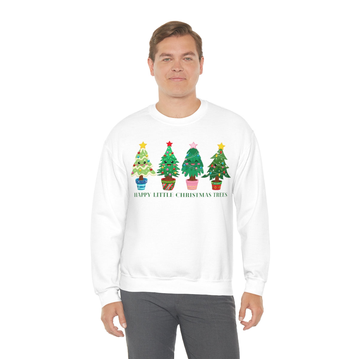 Happy Little Christmas Trees Xmas Holiday Sweatshirt