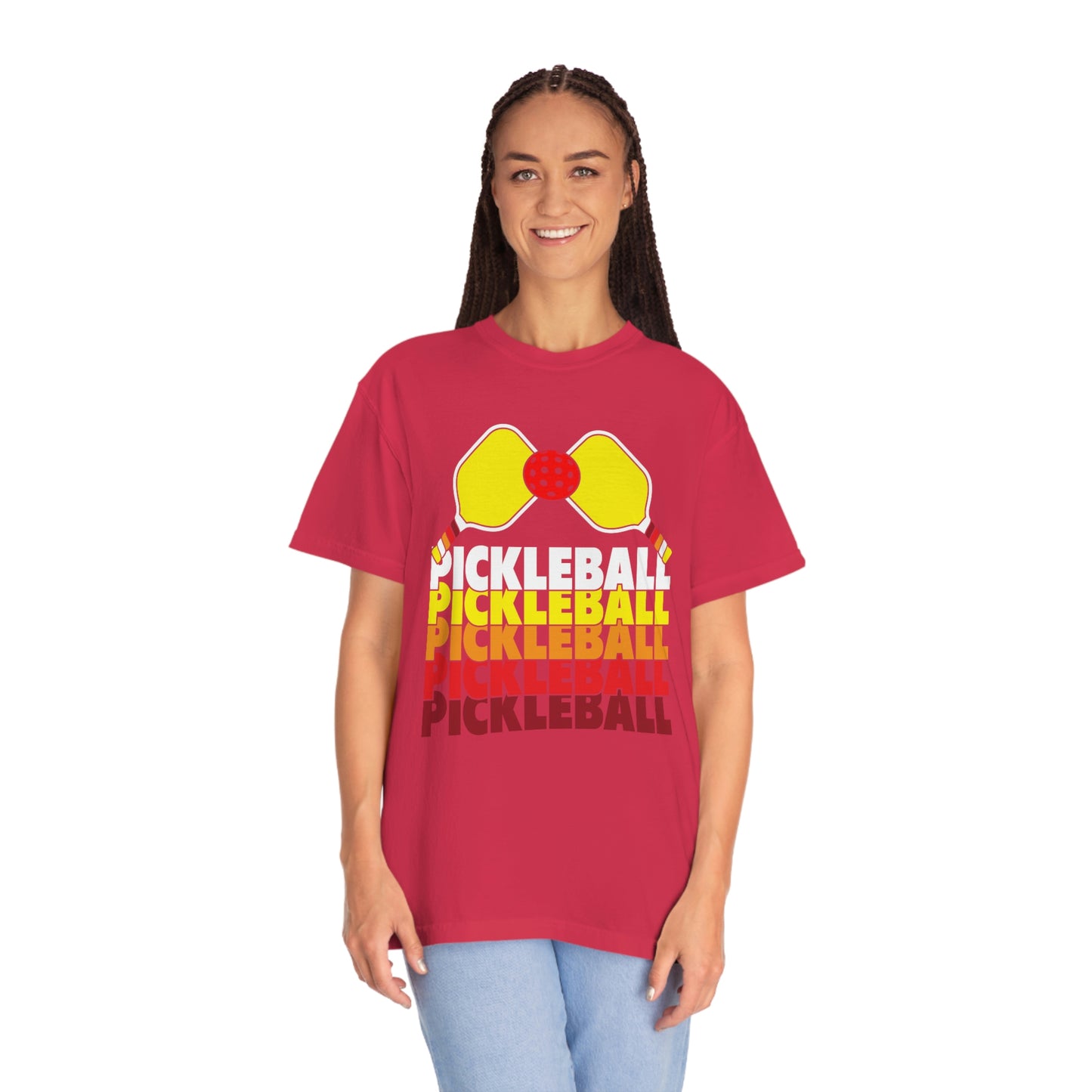 Pickleball Rackets Cool Yellow Retro Design Tshirt