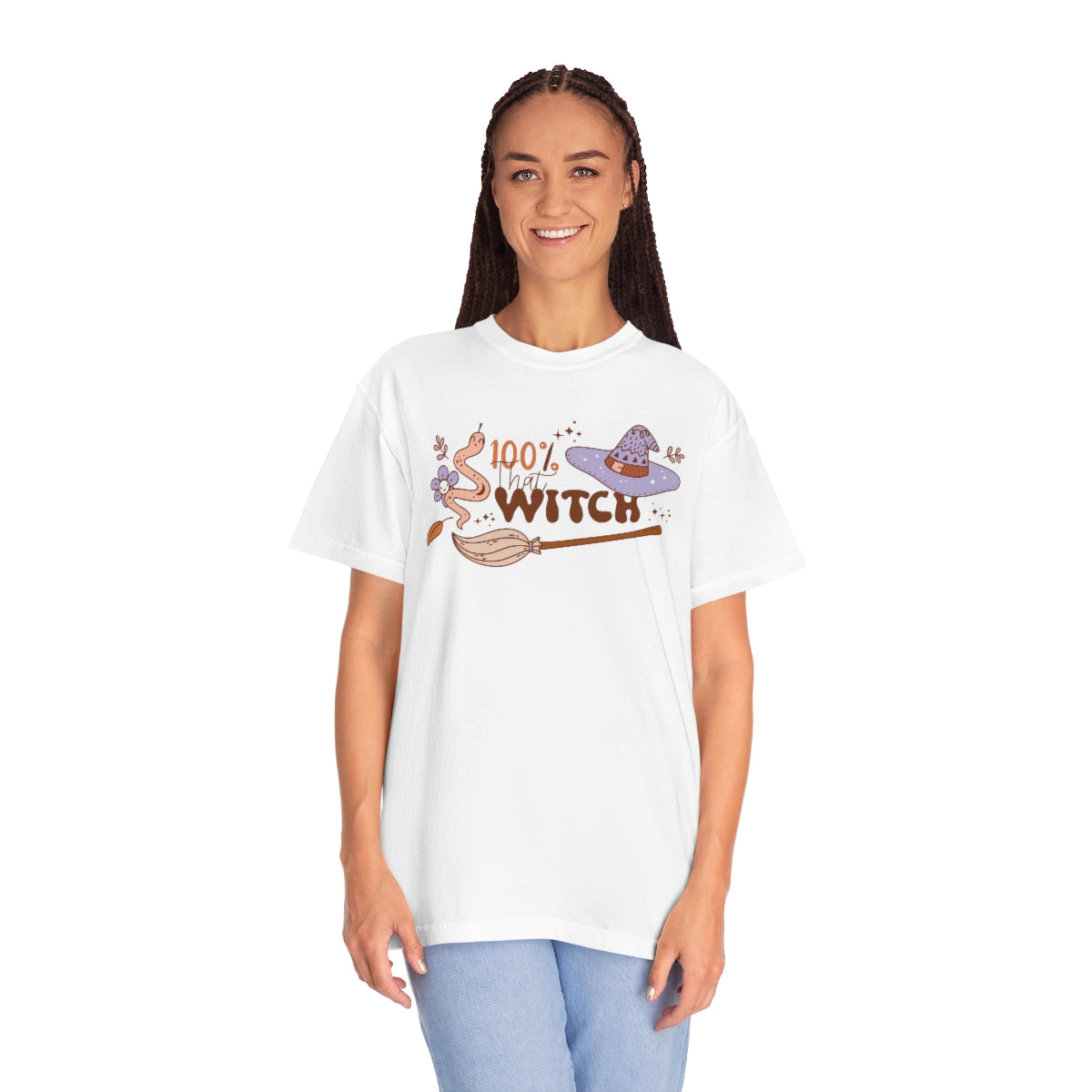 100% that Witch Cute Retro Lettering Design, Halloween Tshirt, Funny Tshirt Design on Unisex Garment-Dyed T-shirt