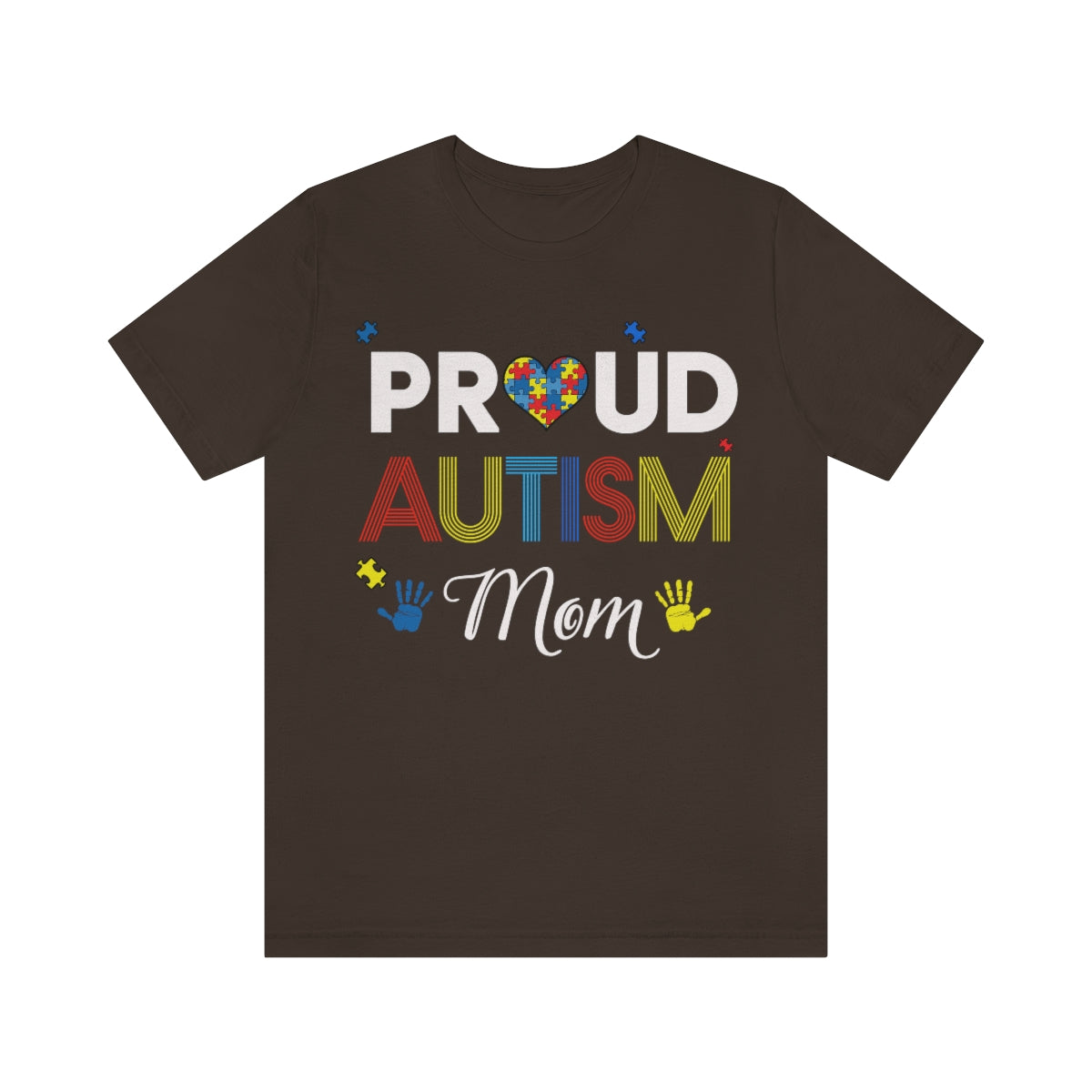 Proud Autism Mom with Handprints Puzzle Pieces Tshirt