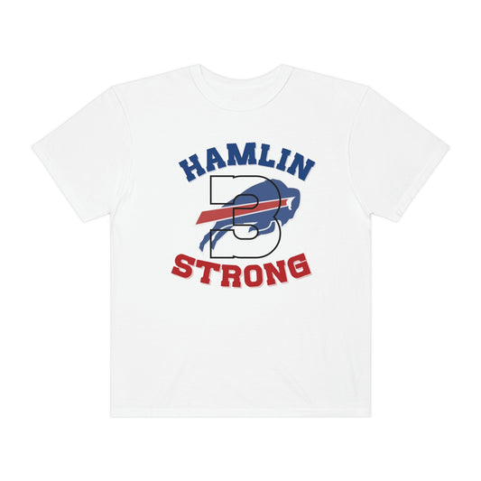 Hamlin Strong #3 Damar Hamlin Support Buffalo Bills Logo Unisex Garment-Dyed T-shirt