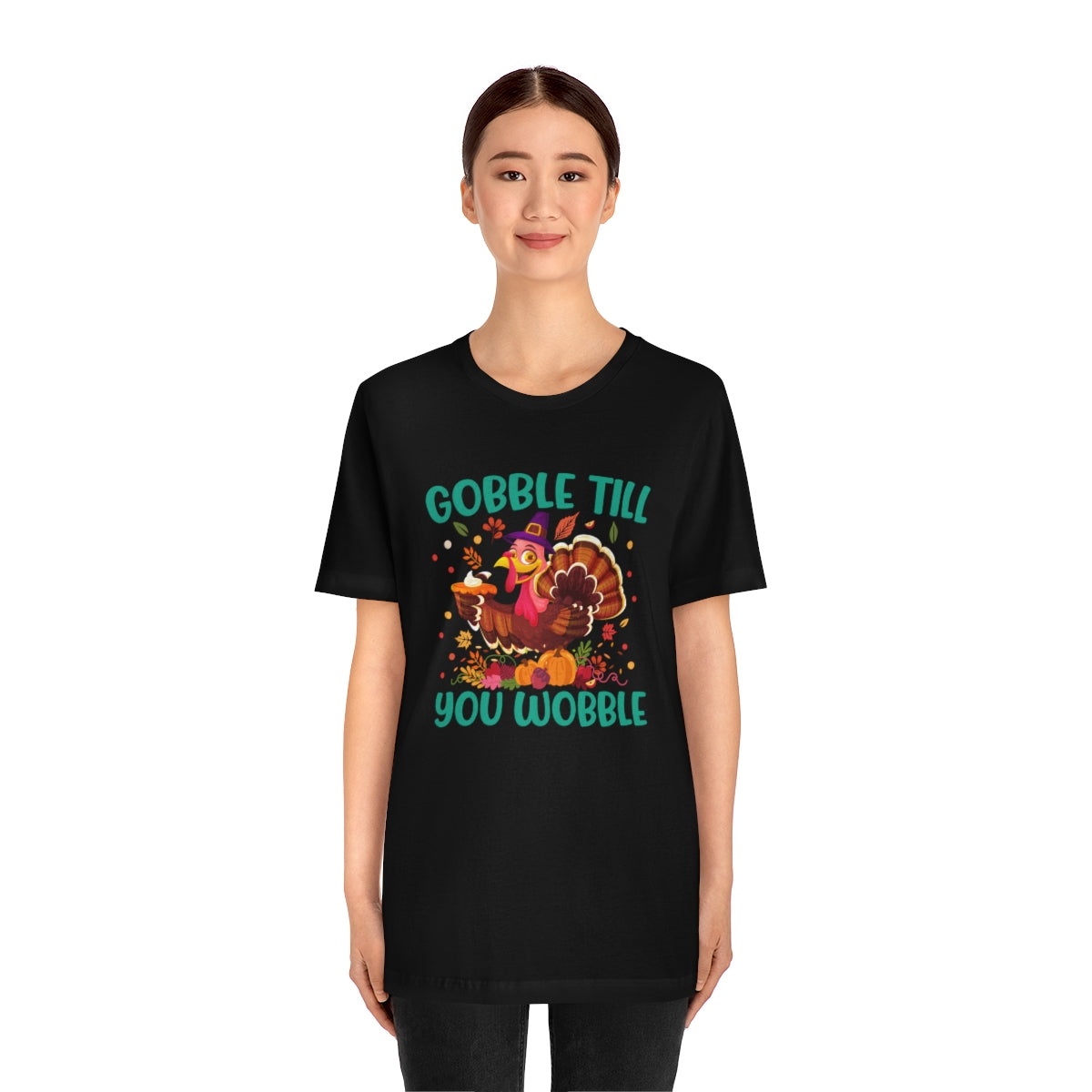 Gobble Til You Wobble Cute Thanksgiving Tshirt Design | Thanksgiving TShirt | Thanksgiving T-Shirt | Thanksgiving Teeshirt Design on Unisex Jersey Short Sleeve Tee