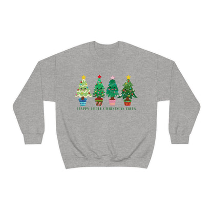 Happy Little Christmas Trees Xmas Holiday Sweatshirt