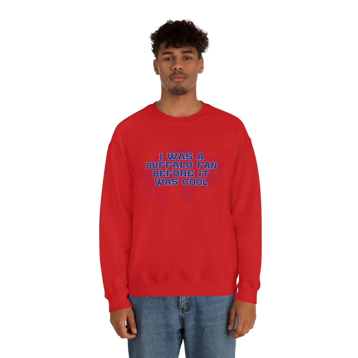 I Was a Buffalo Fan Before it was Cool Retro Red Logo Bills Mafia Football Crewneck Sweatshirt