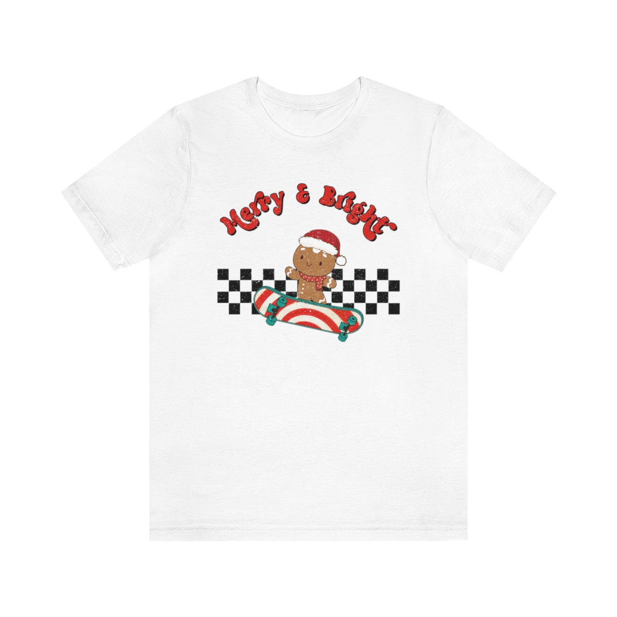 Merry & Bright Skating Gingerbread Christmas Tshirt