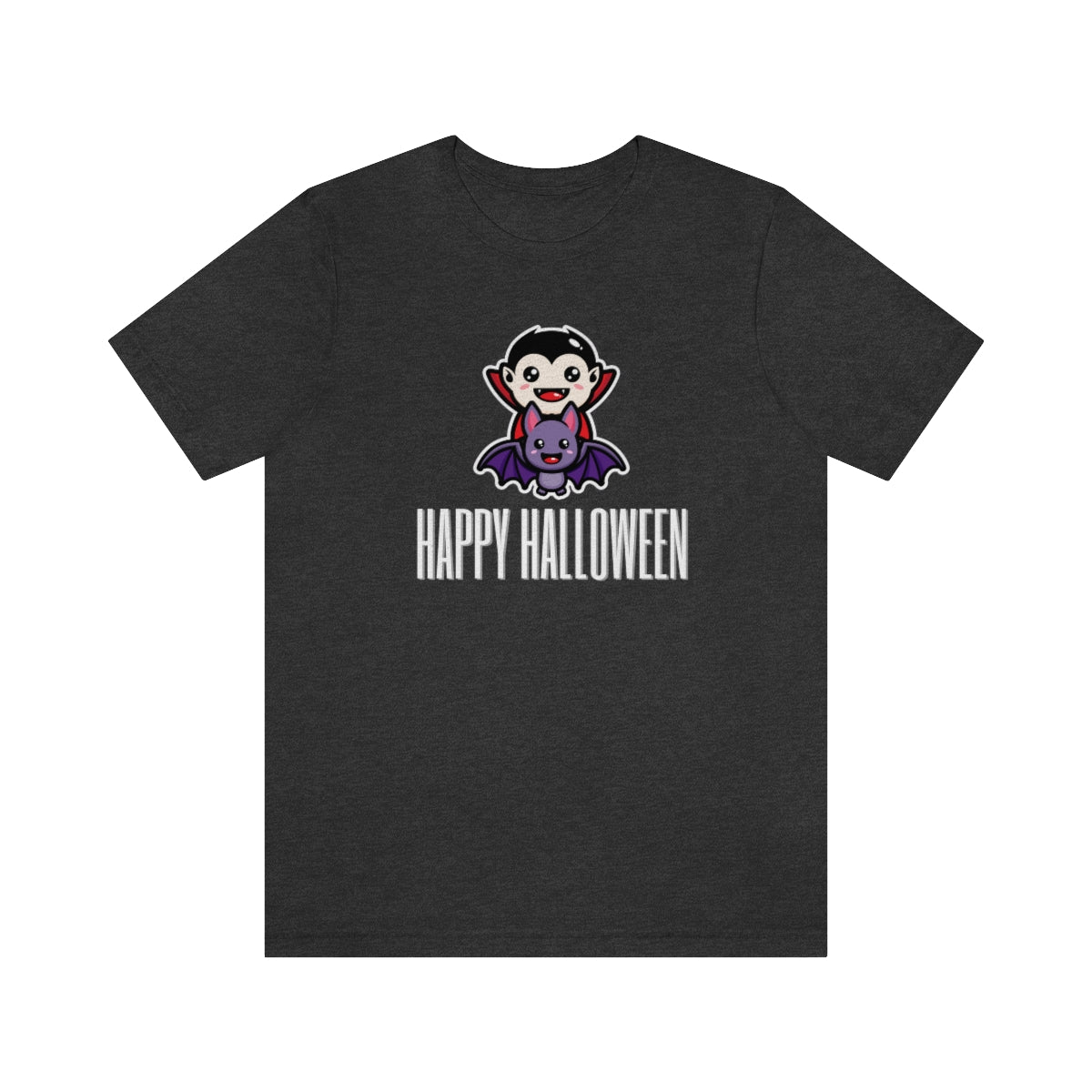 Dracula Bat Vampire Cute Happy Halloween Tshirt, Funny TShirt Design on Unisex Jersey Short Sleeve Tee