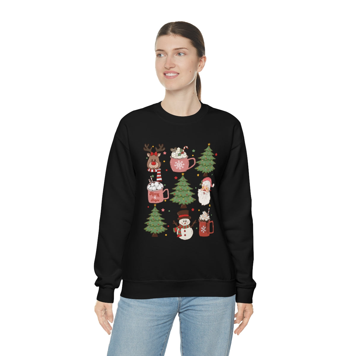 Cute Snowman Santa Reindeer Christmas Xmas Holiday Sweatshirt