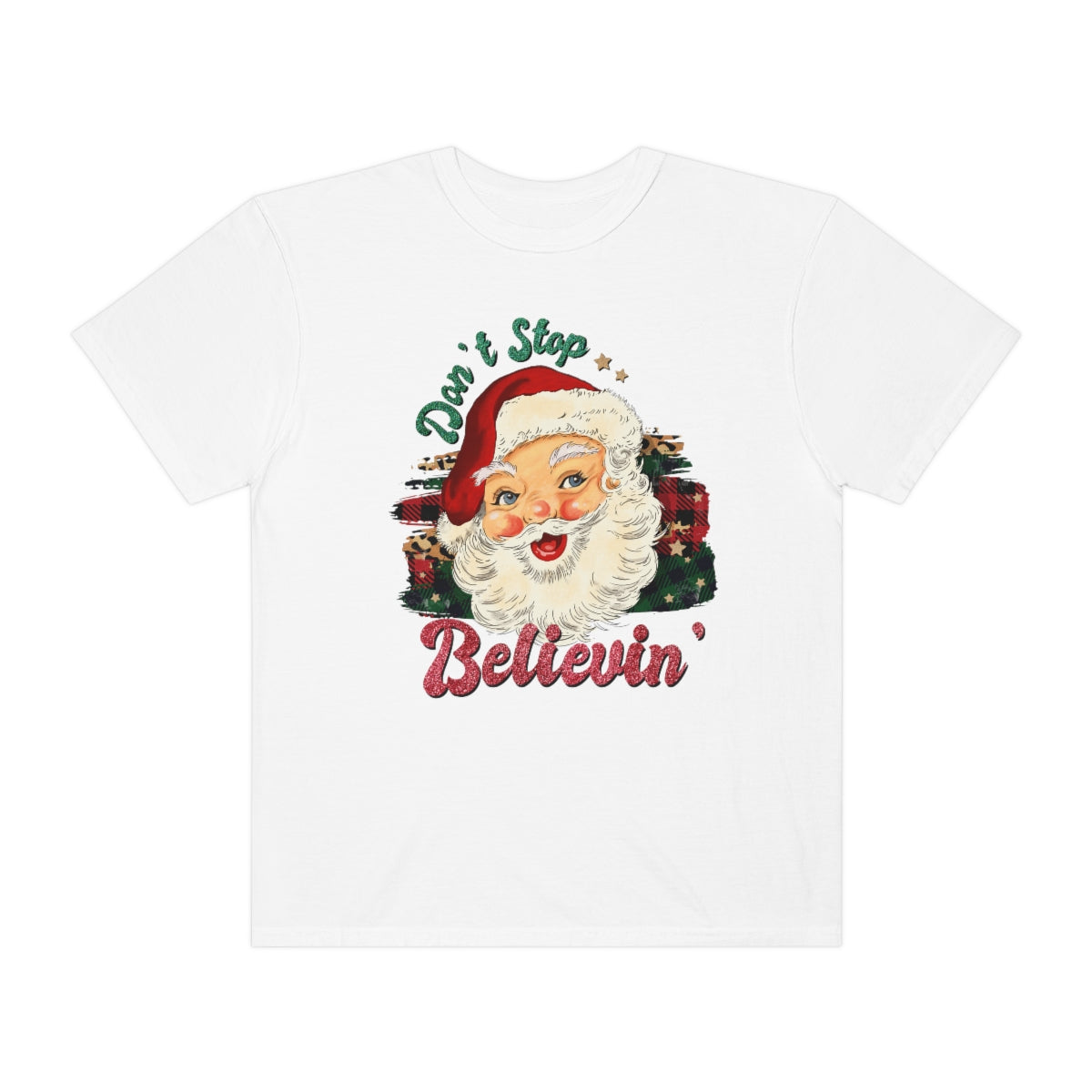 Don't Stop Believing Vintage Classic Santa Christmas Tshirt