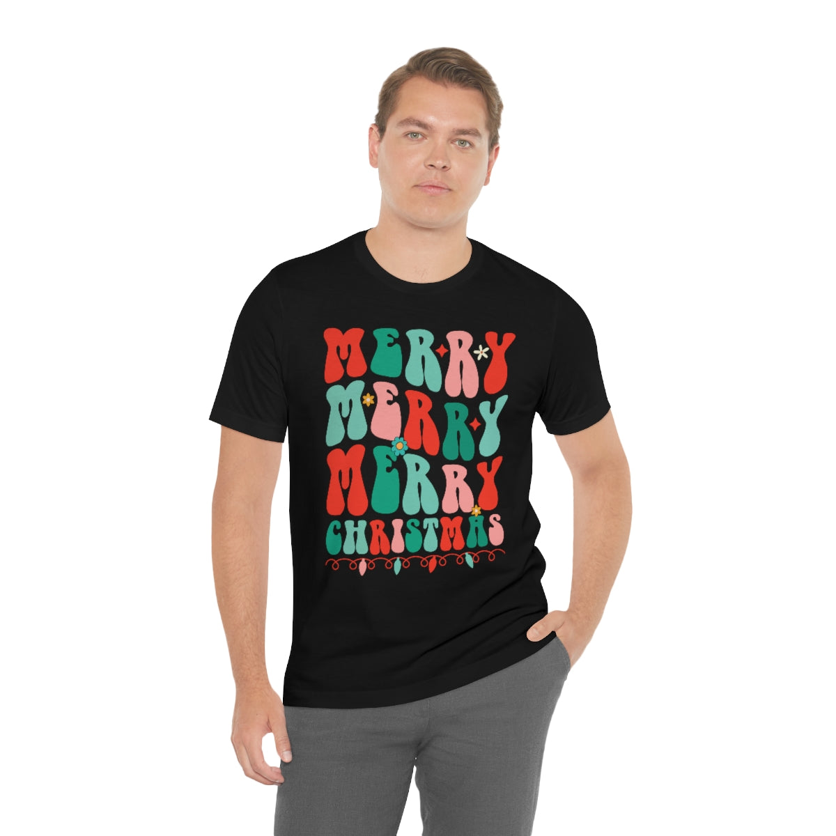 Retro Merry Merry Merry Christmas Xmas Holiday Tshirt