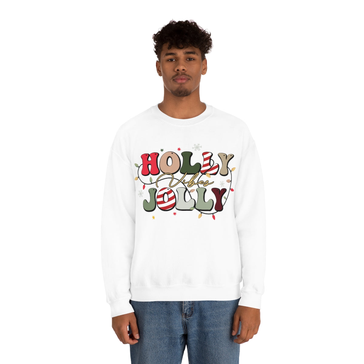 Holly Jolly Vibes with Lights Christmas Sweatshirt