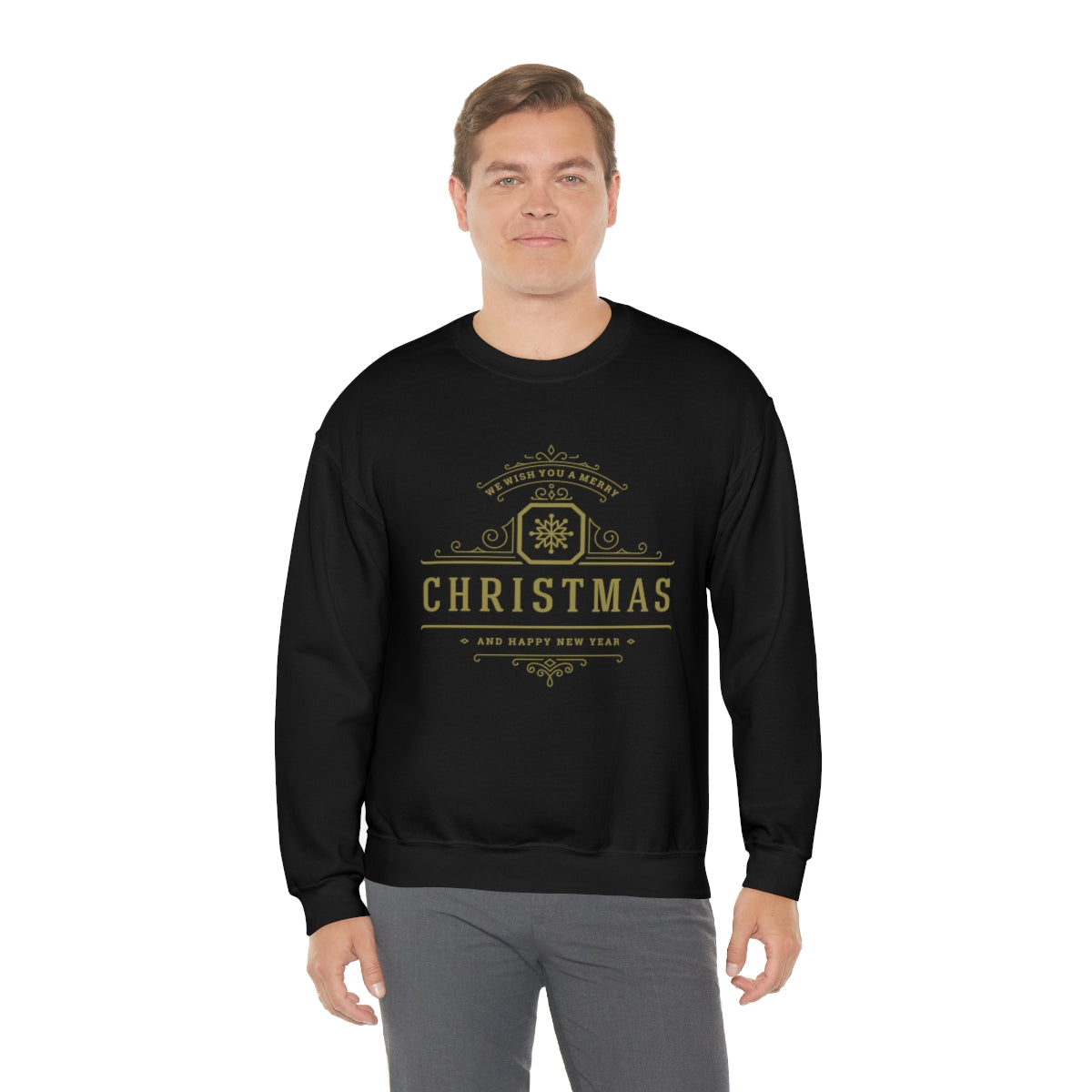 Wish You a Merry Christmas Snowflake Gold Sweatshirt