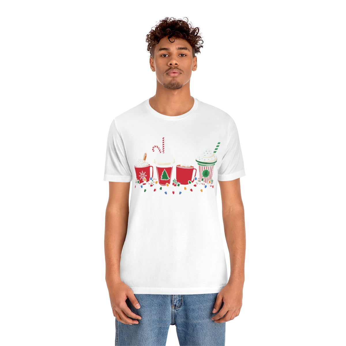 Starbucks Themed Peppermint Coffee Cups Christmas Holiday Tshirt