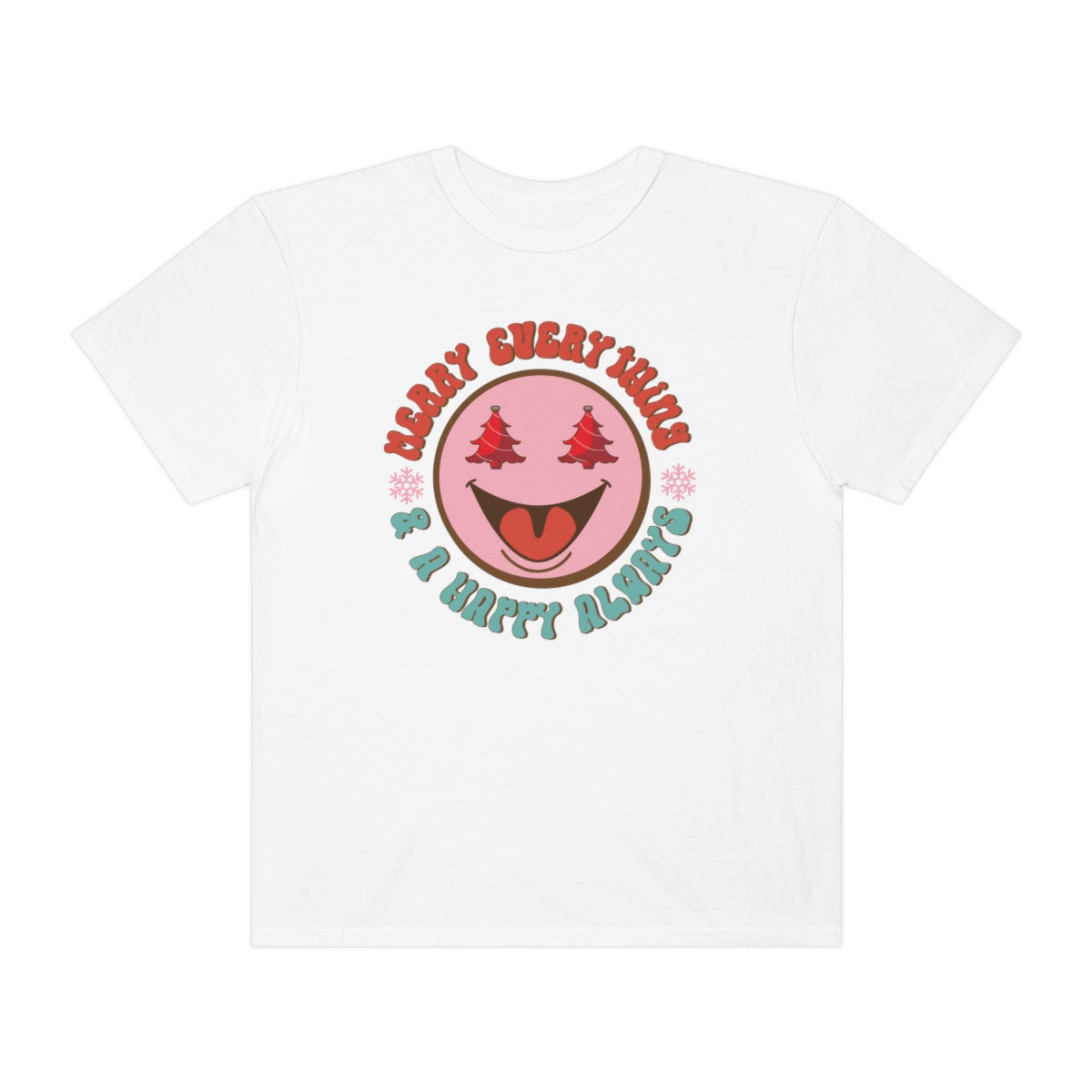 Merry Everything Happy Always Happy Face Retro Christmas Tshirt